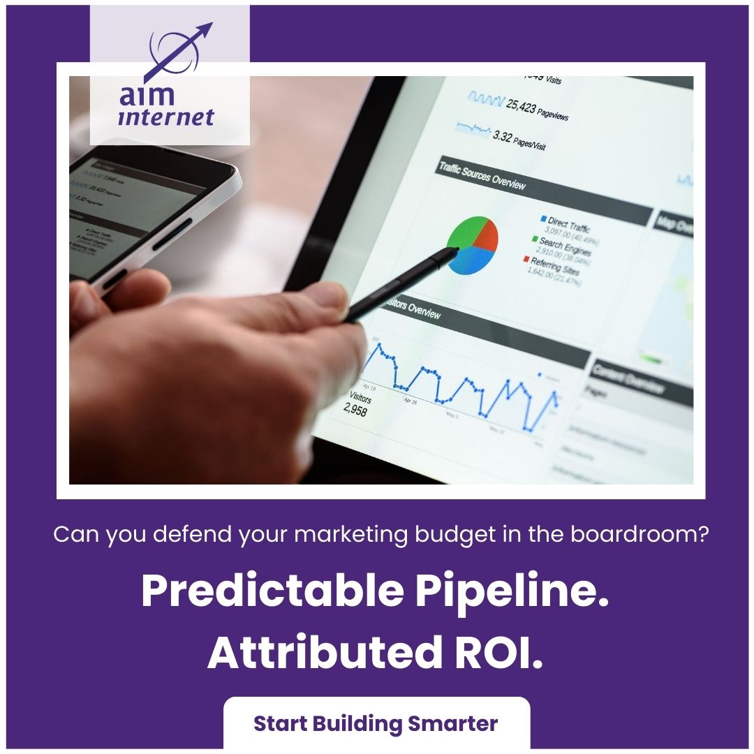 aiminternet's tweet photo. Can you defend your marketing budget?

If you can’t clearly show pipeline &amp; ROI, your setup isn’t structured properly.

Predictable growth requires attribution &amp; commercial focus.

Book your audit 👉 https://t.co/h1Ai1Ob9YV

#AIMDigital #ROGM https://t.co/IHUROEPhne