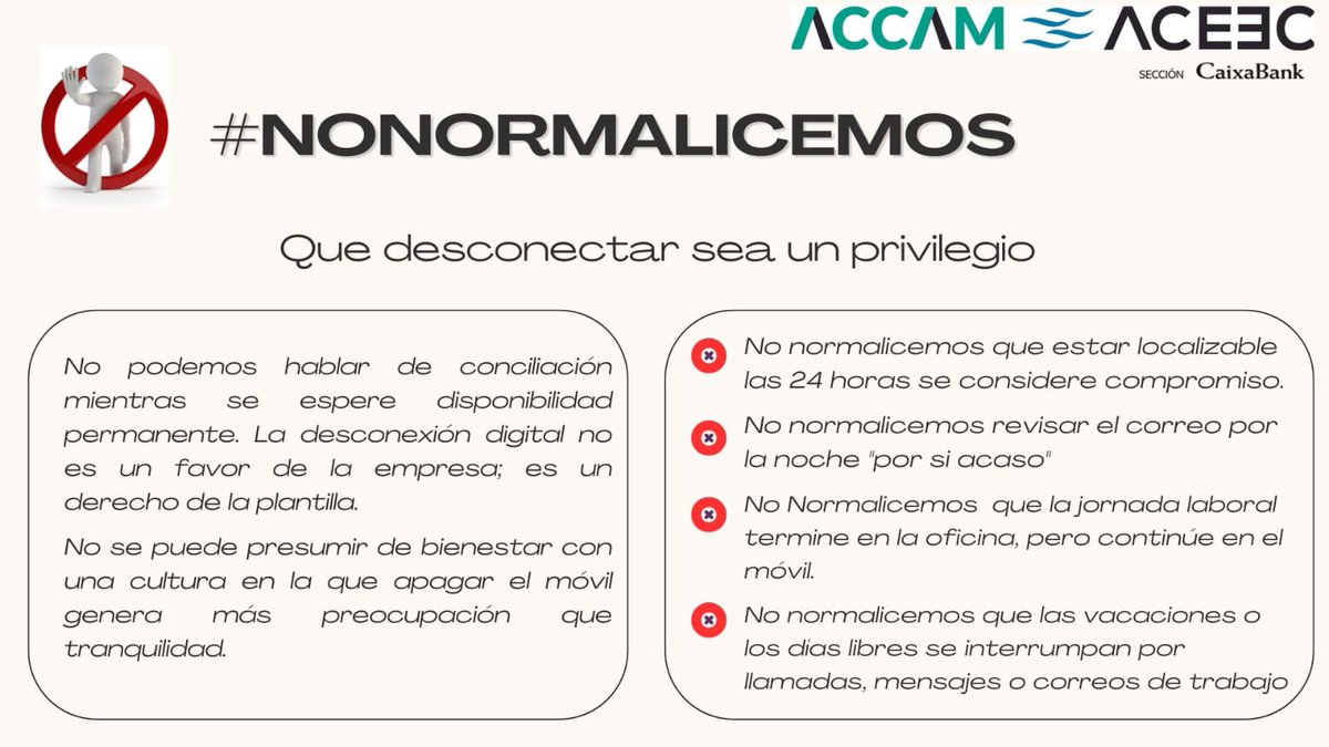 ACCAMCAIXABANK's tweet photo. #NoNormalicemos

Que desconectar sea un privilegio. https://t.co/j4oueQpafz