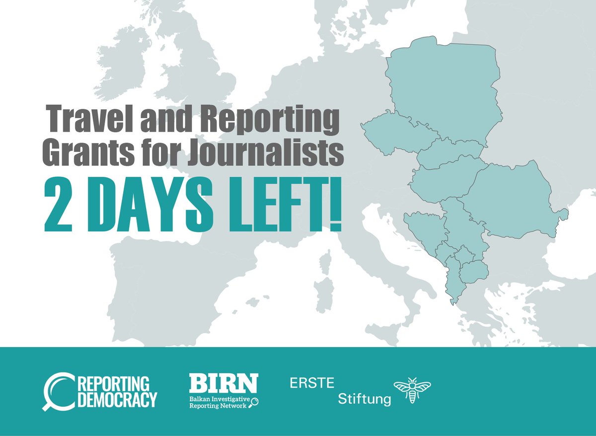 Rept_Democracy's tweet photo. ⌛️ Only 2 days left to apply for Reporting Democracy Travel &amp; Reporting grants!

Apply by August 7 for a chance to receive a €2,500 grant for your story. 👇

https://t.co/xmGrCkpjkS https://t.co/7u6CBZ9h26
