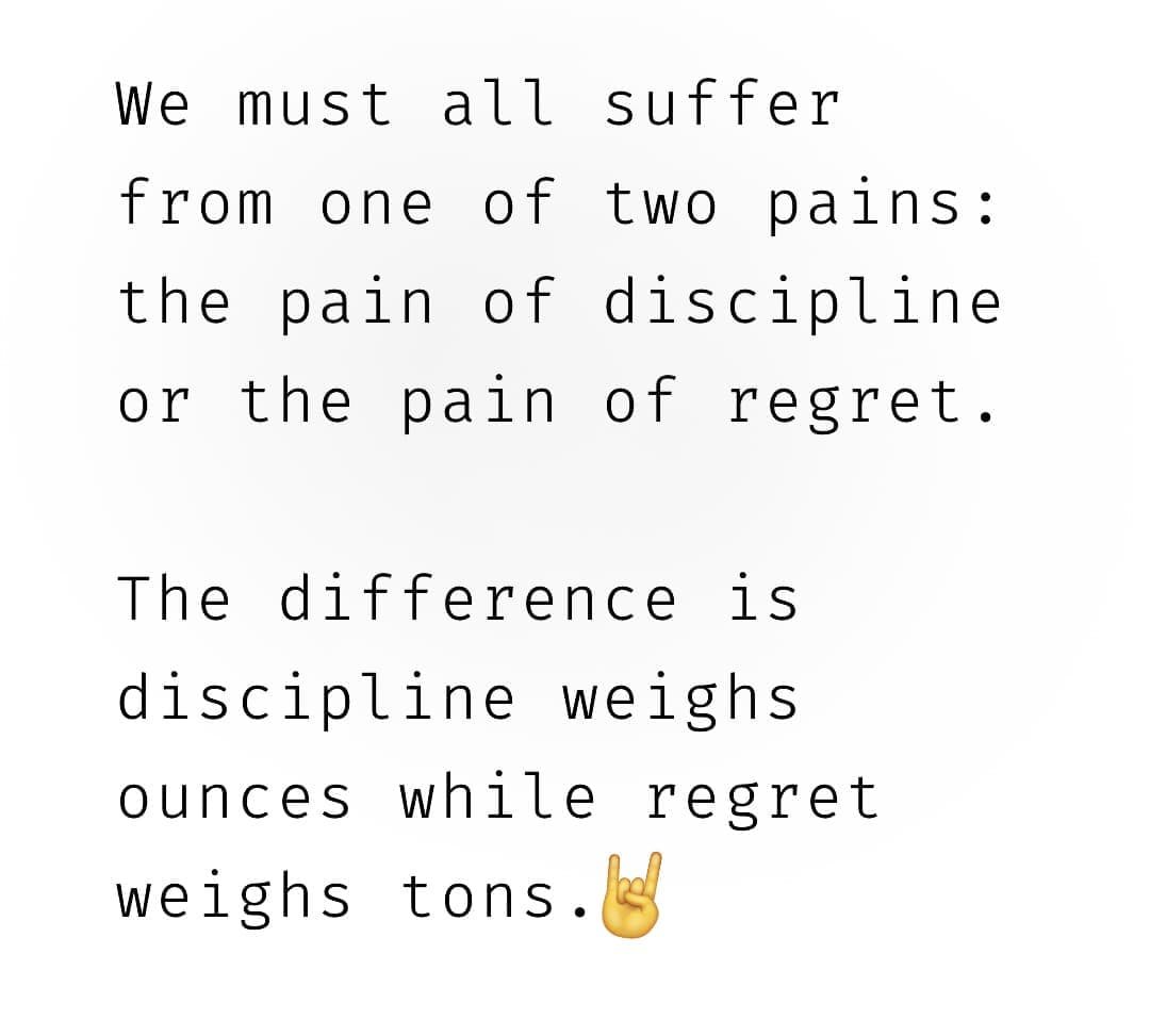 senthil77's tweet photo. If u think u can't bear the weight of  discipline,wait until life makes u to bear the weight of the regret. Remember,there won't be a relief from tht weight unless u r ready to accept the lesser painful process of discipline.🧘🏾‍♂️🧘🏽‍♀️#lifelearnings 👇🏾👇🏾👇🏾#BeAdoer🤘🏾🎯 #senthilshares 🎭 https://t.co/wFBB12mTH1