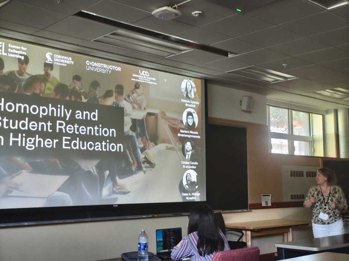 LearningCCL's tweet photo. Our postdoc @mel2kill presented at @IC2S2 2026 in Vermont! 🎓

She showcased two studies:

1️⃣ “Friendship Modulates the Expression of Hierarchy in Cooperation”
2️⃣  “Preference Homophily and Student Retention in Higher Education”

Proud to have you represent #CCL! 🌍 https://t.co/PwXuddFnSY