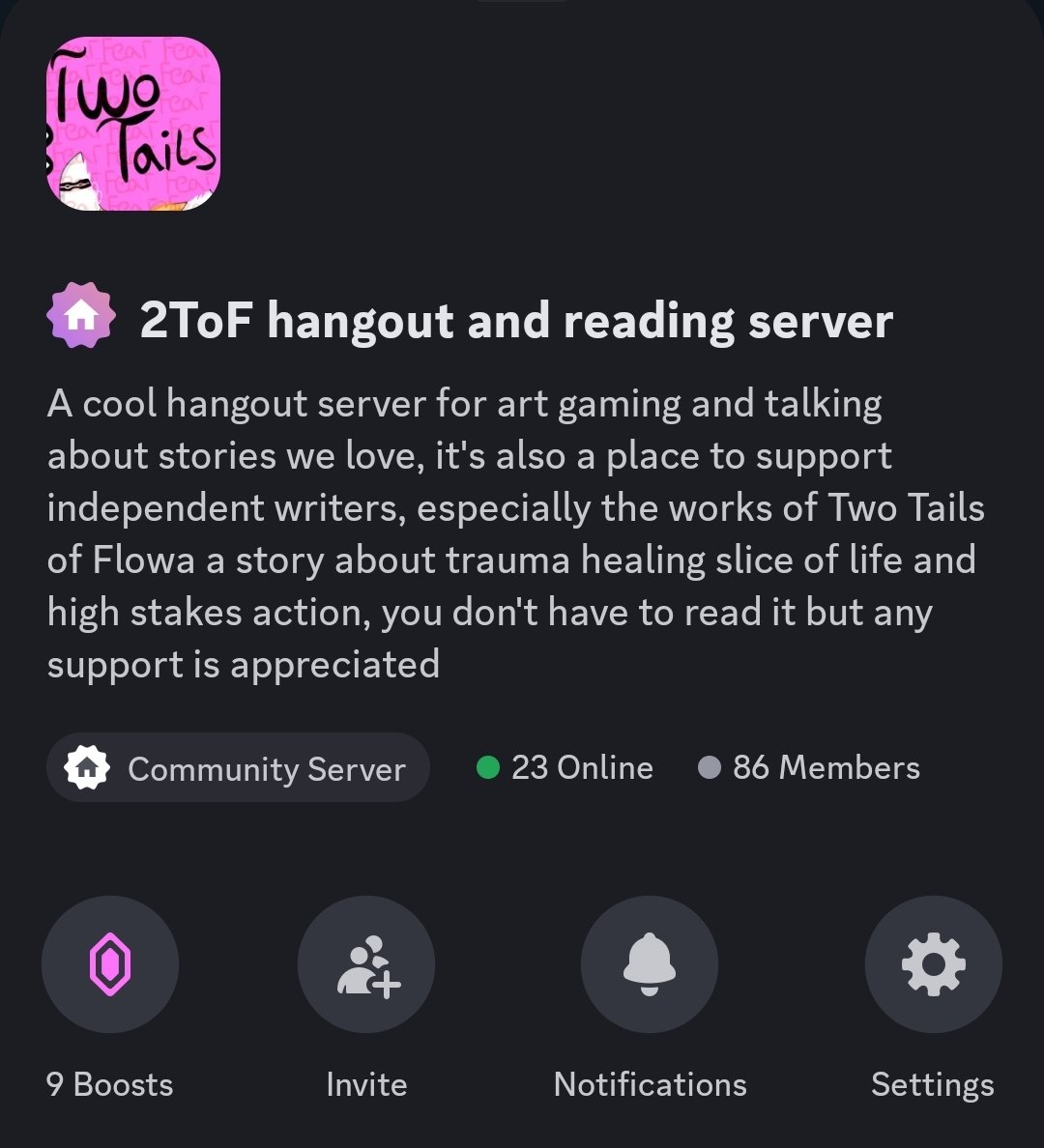 JEBZStudio's tweet photo. The 2ToF hangout and reading server is the perfect place to chill talk about any stories or games or anime you like, and of course fall in love with 2ToF 

Join today 

https://t.co/EBiA9lefdL

#Discord #Writing #books #gaming #art #2ToF https://t.co/JWHt4LVILZ
