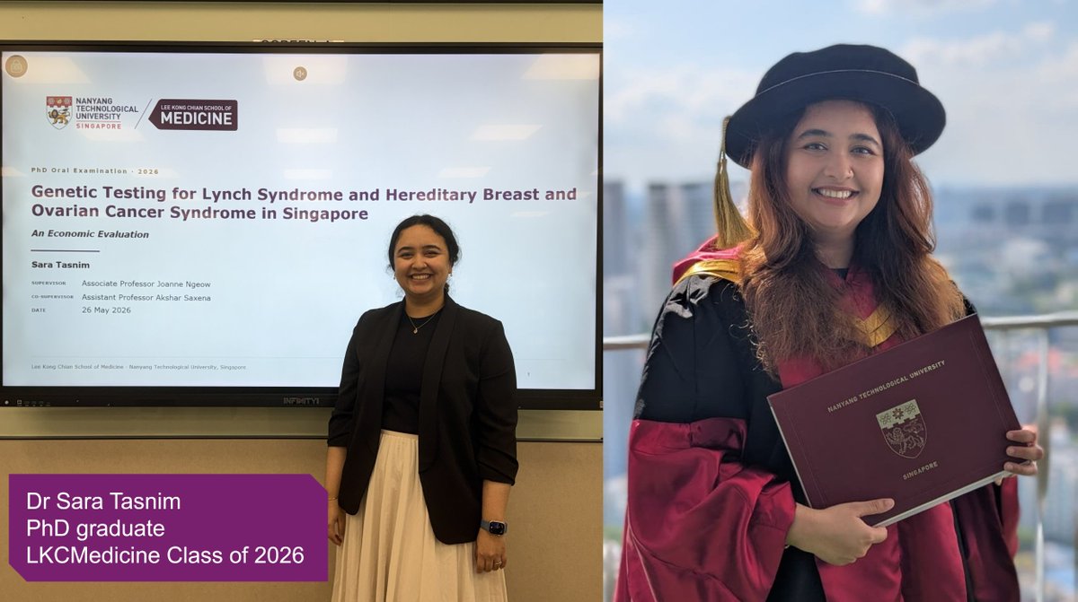 NTU_LKCMedicine's tweet photo. 🎓 Congratulations to our #LKCMedicine PhD by Research graduates from the #NTUsgClassof2026! Discover how Dr Konstanze Tan and Dr Sara Tasnim turned curiosity into research that advances healthcare. 🔬 Read more: https://t.co/BaWsqzVDkJ https://t.co/PCpT8JHX69