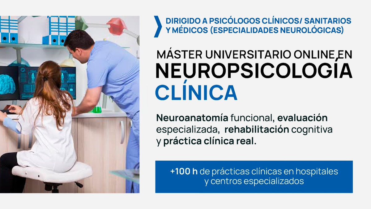 uaxuniversidad's tweet photo. 🧠Especialízate en Neuropsicología Clínica con #UAX. Programa dirigido exclusivamente a titulados en Psicología y Medicina que cumplan los requisitos de acceso. 

Incluye realidad virtual, entornos digitales y +100 h de prácticas. 

👉 https://t.co/OygCPHOygB https://t.co/4lJ6uPTK8O