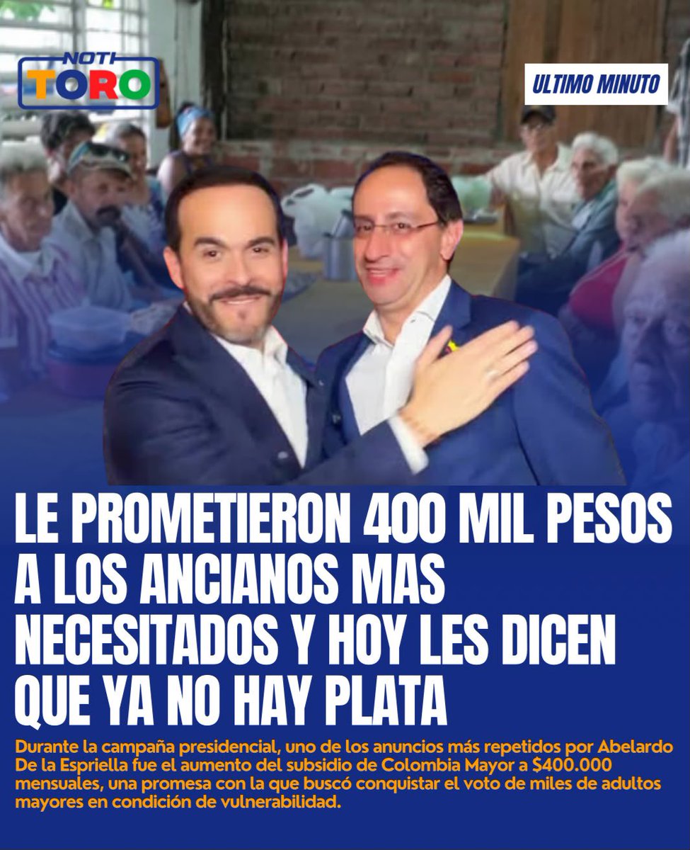 AlejoToroAnt's tweet photo. ¡Con Los Ancianos No Se Juega! Abelardo Les Prometió 400 Mil Y Hoy Dicen No Tener Cómo Pagarlos. #NotiToro 

https://t.co/JtvFdMGMmn https://t.co/nT3v44ff9Q