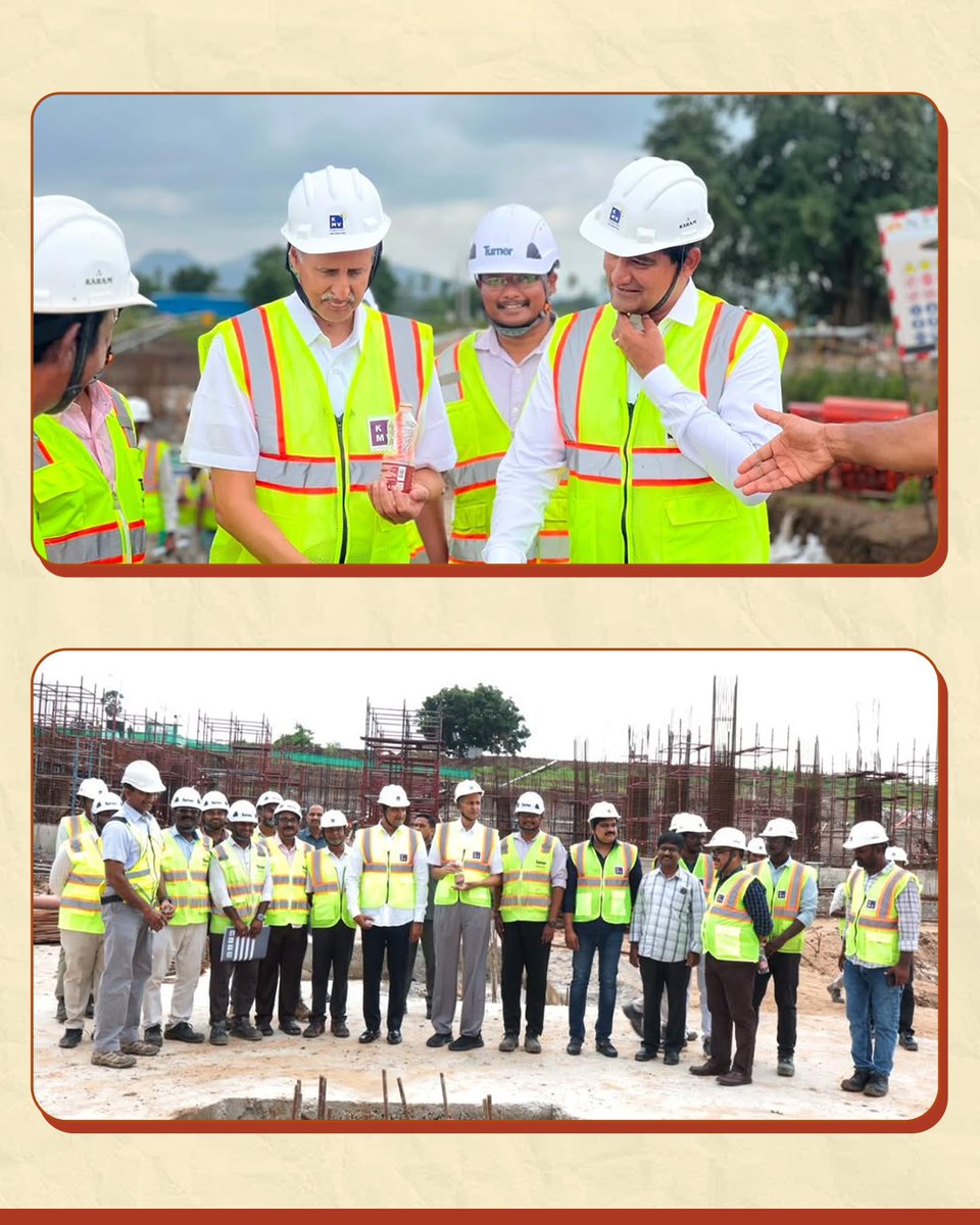 apnrtsofficial's tweet photo. 🏗️ APNRTS Icon Tower Progress Review
Hon’ble Minister @SKondapalliOffl Garu and APNRTS Chairman Shri Vemuri Ravi Kumar Garu reviewed the construction progress of the APNRTS Icon Tower.
A landmark initiative to enhance services for Telugu NRIs worldwide. 🤝
#APNRTS #IconTower https://t.co/mseX2u2VhV
