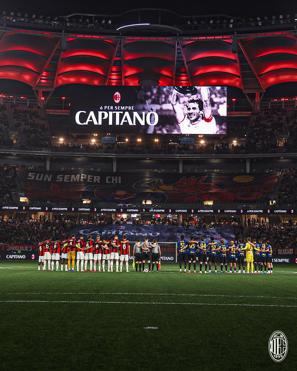 acmilan's tweet photo. A minute's silence for the great Franco Baresi. He will always remain in our hearts ❤️🖤 https://t.co/Sy6lYZxsG2