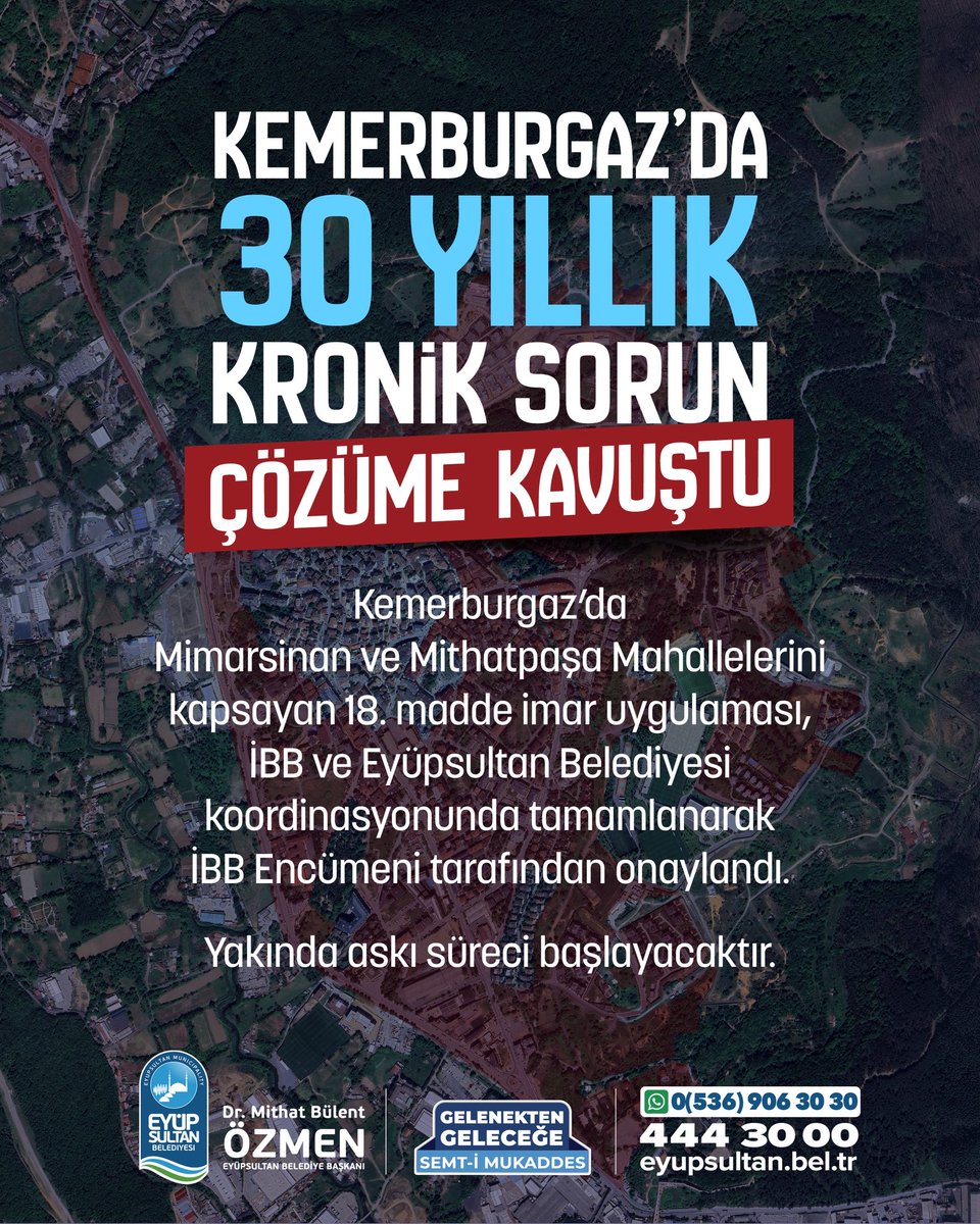 eyupbelediyesi's tweet photo. 📢 KEMERBURGAZ'DA 30 YILLIK KRONiK SORUN ÇÖZÜME KAVUŞTU!

Kemerburgaz'da Mimarsinan ve Mithatpașa Mahallelerini kapsayan 18. madde imar uygulaması, İBB ve Eyüpsultan Belediyesi
koordinasyonunda tamamlanarak
İBB Encümeni tarafından onaylandı.

Yakında askı süreci başlayacaktır.

Komşularımıza hayırlı olsun.