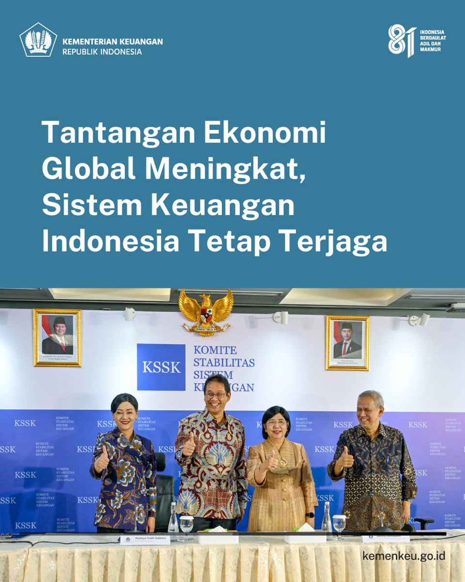 KemenkeuRI's tweet photo. Tekanan ekonomi global masih berlanjut.

Konflik geopolitik, kenaikan harga energi, hingga gejolak pasar keuangan masih menjadi tantangan bagi banyak negara.

Lalu, bagaimana kondisi Indonesia?👇 https://t.co/F42u8t8hFS