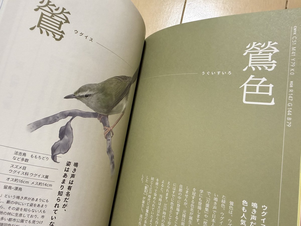 editor_ikimono's tweet photo. 📢本日発売📚

『伝統色とトリノイロ』
mililie 著
（三才ブックス刊）

お手伝いしたこの素敵すぎる本が、ついに発売されました👏

鳥たちの羽色に見る、日本人が愛した伝統色。
ページを捲るたびにうっとり癒されます。

なんと裁断面まで美しい〜😍
書店で見かけたらぜひ手に取ってみてください！ https://t.co/8OhrJlJZEn
