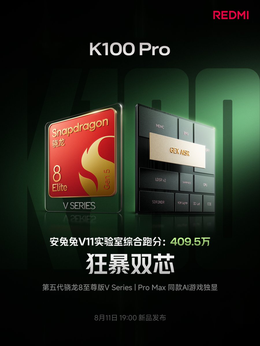 F10Dfjtu's tweet photo. REDMI K100 Pro、スペックえっっっっっっぐいぞ。。。

✅Snapdragon 8 Elite Gen 5 V Series
✅8580mAh超大容量バッテリー
✅100W有線急速充電
✅50Wワイヤレス充電
✅2億画素メイン+テレマクロカメラ

これが新時代のハイエンドか。。。 https://t.co/WkpIJeIdY9