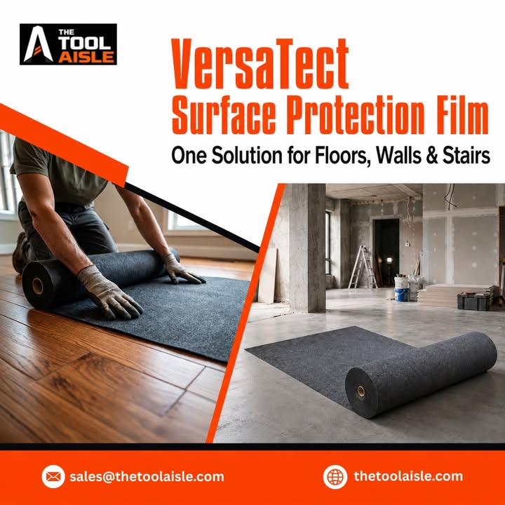 ToolAisle's tweet photo. Protect every surface with VersaTect Interior Floor &amp; Surface Film! Ideal for floors, walls, stairs &amp; glass. Waterproof, absorbent, easy to remove, and perfect for construction, remodeling &amp; moving projects.

🛒 Shop Now: https://t.co/vRyaxGfcYc

#VersaTect #Construction https://t.co/GK3C2PghVI
