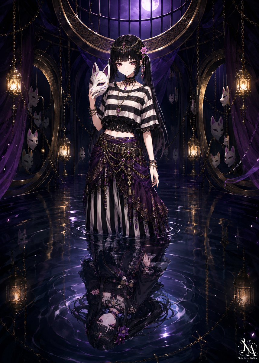 NoirLaceAtelier's tweet photo. ぐりさんのプロンプトお借りします✨
月に囚われたのではない。
この夜の鍵を、預かっているだけ。
#Gprotocol
#NLAWorld https://t.co/bwEZqbzr6K