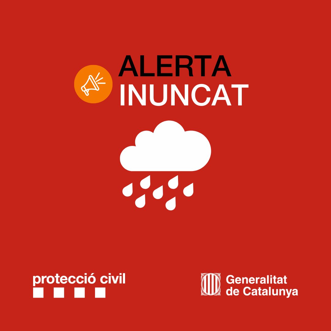 emergenciescat's tweet photo. ❗⛈️ Posem en alerta el pla #INUNCAT perquè es preveu intensitat i acumulació de pluja durant el dijous a la tarda a gran part del país. Es prega que ningú s’acosti a rius, rieres i barrancs

ℹ️ Més detalls: https://t.co/b0hqXSLh5X https://t.co/XLL4vZw3ky