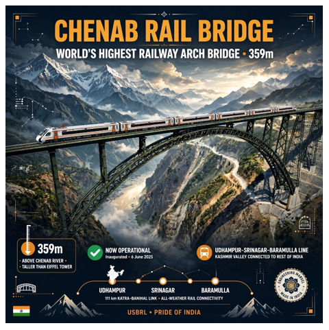 ParulCh38595408's tweet photo. The Chenab Rail Bridge, the world's highest railway arch bridge at 359m, is now operational on the Udhampur-Srinagar-Baramulla line. For the first time, Kashmir Valley has seamless rail connectivity to the rest of India. #TransformingKashmir #Kashmir https://t.co/MZTvhwxR3M
