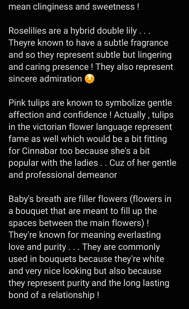 cinnabarpilled's tweet photo. flower list and explanations below ♡

i don't think many will read but that's oki , , i love flowers and i tried really hard to make a flower list that made sense for our relationship https://t.co/Tw7Etse7Nc