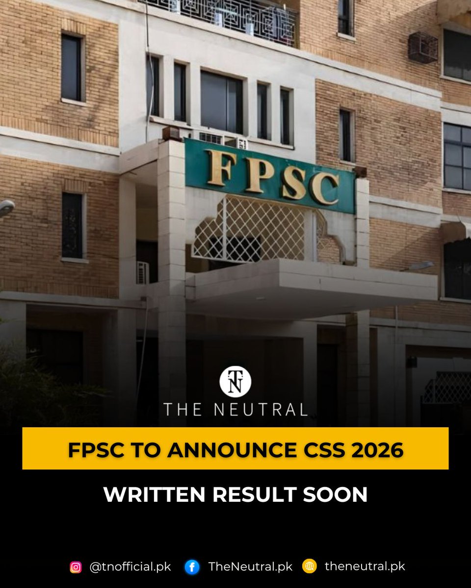 TNeutralpk68070's tweet photo. FPSC is expected to announce the CSS 2026 written result in the first week of September. Qualified candidates will move to the next selection stages.
https://t.co/2hXkbwEOX0
#FPSC #CSS2026 #CSSResult #CSSExam #CivilServices #Pakistan #CompetitiveExams #GovernmentJobs #CSS https://t.co/9eN0QBkXqO