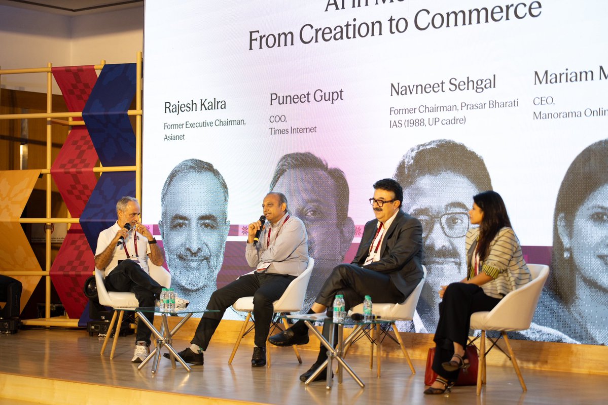 rajeshkalra's tweet photo. Two days at Sarvam's Epoch in Bangalore, and the energy is still with me. Dr. S. Somanath on moonshots. Pullela Gopichand on sprinting through a marathon. Series of interesting panel discussions. Big-ticket announcements that put Sarvam in the global AI big league. Chaired a panel on AI in Media with Navneet Sehgal, Puneet Gupt, and Mariam Mathew — the verdict: AI augments the newsroom, it doesn't replace the humans in it.
The belief is real. India is building sovereign AI. Ours. 🇮🇳