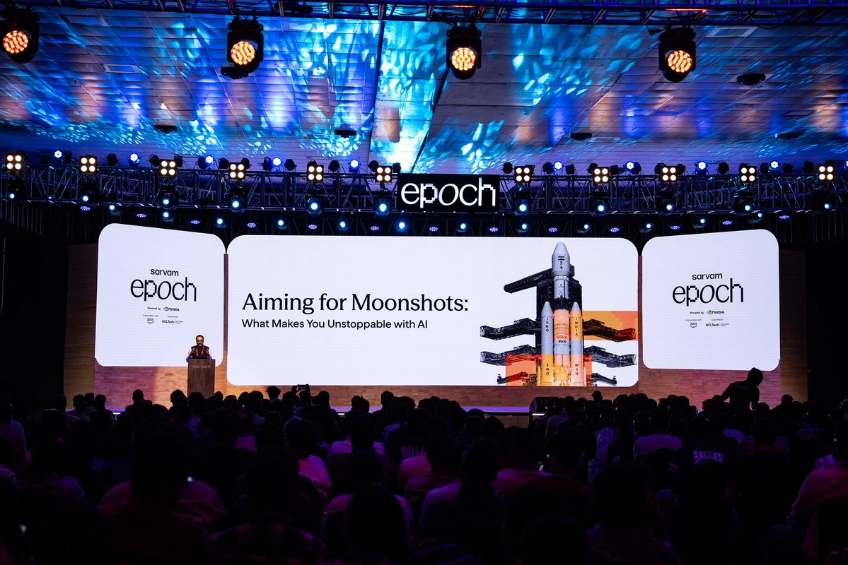 rajeshkalra's tweet photo. Two days at Sarvam's Epoch in Bangalore, and the energy is still with me. Dr. S. Somanath on moonshots. Pullela Gopichand on sprinting through a marathon. Series of interesting panel discussions. Big-ticket announcements that put Sarvam in the global AI big league. Chaired a panel on AI in Media with Navneet Sehgal, Puneet Gupt, and Mariam Mathew — the verdict: AI augments the newsroom, it doesn't replace the humans in it.
The belief is real. India is building sovereign AI. Ours. 🇮🇳