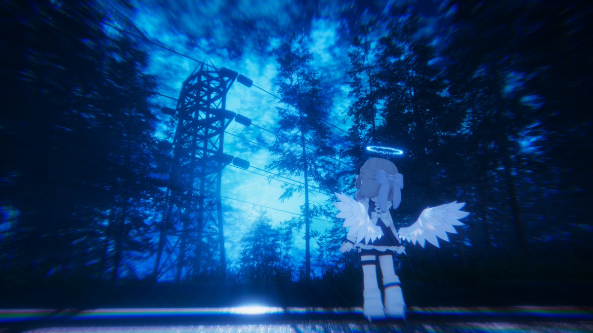 tetra_moon's tweet photo. ワールド　Go with the flow․
作者様　　やと98

森の中にある何かの廃墟のチルワールド
綺麗な星空を眺めてゆっくりできる

夜の森の中なので雰囲気はちょっと怖いけど、ホラー要素やドッキリ要素はない
流れ星がかなりの頻度で流れるのと、雲が流れて見え方がどんどん変わっていくので、星空を眺めてリラックスしよう
#VRChat_world紹介 #VRChat
