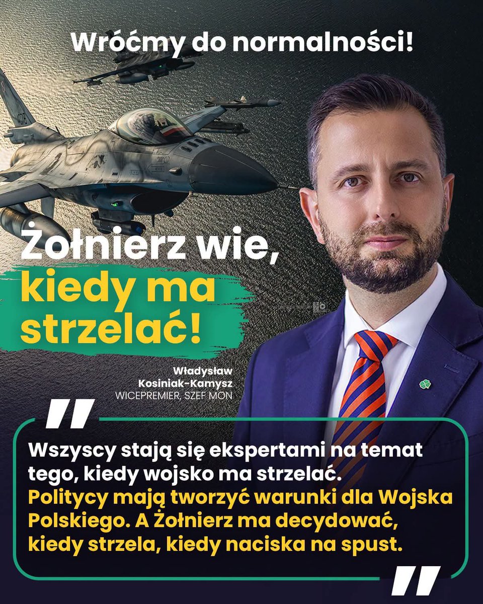 nowePSL's tweet photo. 🇵🇱 ZOSTAWCIE WOJSKO ŻOŁNIERZOM! Politycy są od zapewnienia im narzędzi, a żołnierze mają decydować, jak ich używać! 

W ostatnich dniach nie brakuje tych, którzy z fotela próbują mówić żołnierzom, kiedy mają używać broni.

❌ Tak bezpieczeństwa państwa się nie buduje.
💬 „Politycy mają tworzyć warunki dla Wojska Polskiego. A żołnierz ma decydować, kiedy strzela, kiedy naciska na spust.” – Władysław Kosiniak-Kamysz

To właśnie dlatego:
🛡️ wzmacniamy Wojsko Polskie,
🛡️ doposażamy żołnierzy w nowoczesny sprzęt,
🛡️ dajemy im jasne procedury i pełne wsparcie.

Bo gdy przychodzi chwila próby, decyzję podejmuje profesjonalnie wyszkolony żołnierz – nie polityk przed kamerami i nie komentator w mediach społecznościowych.

🇵🇱 Ufamy polskim żołnierzom. Bierzemy odpowiedzialność za ich służbę. I stoimy za polskim mundurem.