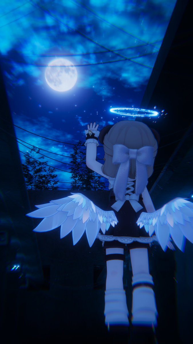 tetra_moon's tweet photo. ワールド　Go with the flow․
作者様　　やと98

森の中にある何かの廃墟のチルワールド
綺麗な星空を眺めてゆっくりできる

夜の森の中なので雰囲気はちょっと怖いけど、ホラー要素やドッキリ要素はない
流れ星がかなりの頻度で流れるのと、雲が流れて見え方がどんどん変わっていくので、星空を眺めてリラックスしよう
#VRChat_world紹介 #VRChat