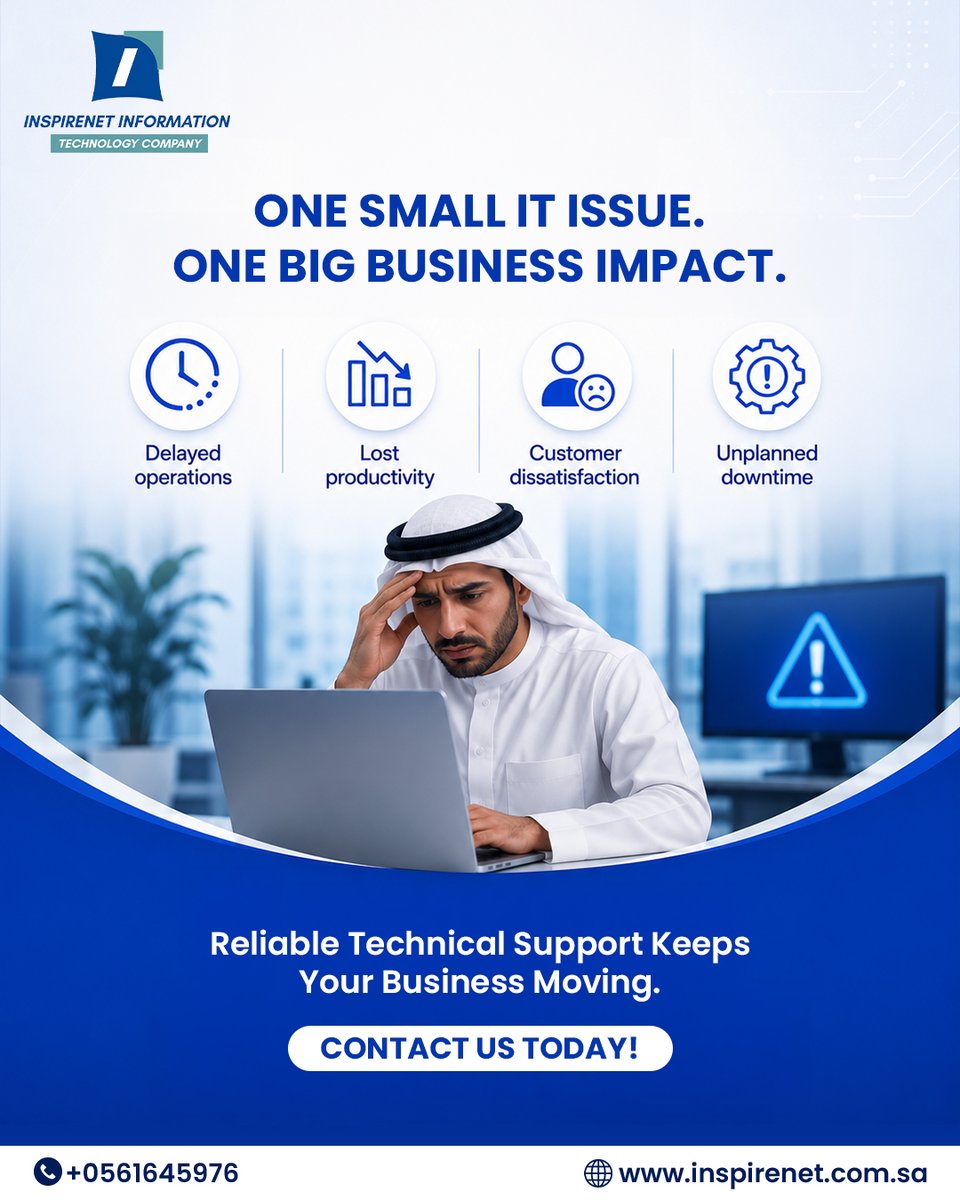 InspirenetIT's tweet photo. Technical issues don't have to become business problems. With reliable technical support, potential disruptions are identified and resolved quickly, helping your business maintain productivity.
#TechnicalSupport #BusinessContinuity #ITSupport #TechnologySolutions #Inspirenet https://t.co/dil6OKFDn4