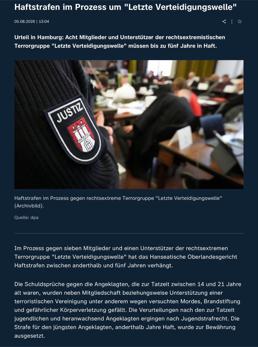 KAnalytischBack's tweet photo. 14 bis 21 Jahre alt ‼️ … eigentlich sollte man die Eltern gleich mit hinter Gitter bringen ‼️

>>> Mitgliedschaft in einer terroristischen Vereinigung,versuchte Morde, Brandstiftung &amp; gefährliche Körperverletzung 👇🏼

https://t.co/GZqAwXcryB https://t.co/q4GqK0CRiv