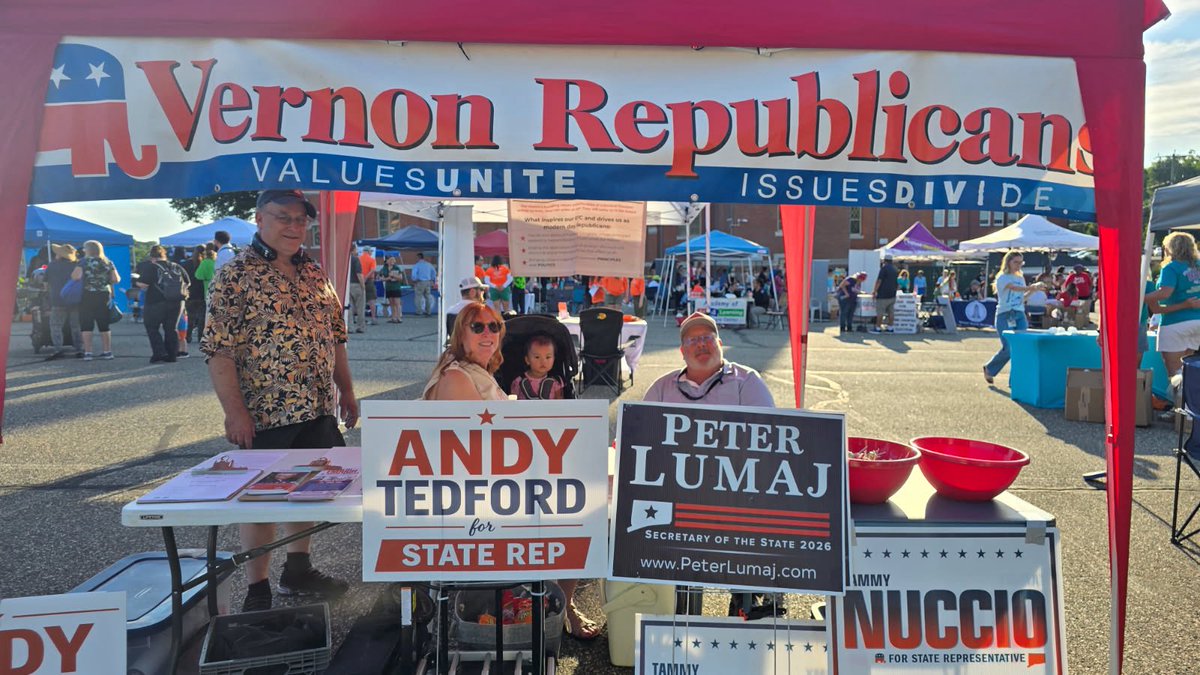 RealPeterLumaj's tweet photo. Team Lumaj continues to travel across CT and the one thing that is clear is voters want change!   Last night we were at the National Night out in Vernon and earlier this week Peter joined @CTGOP Vice Chairwoman Mary Ann Turner in Enfield at the Our Lady of Mt. Carmel Festival.

If you’d like to join our team, please reach out at https://t.co/P0BzWosDSL!
