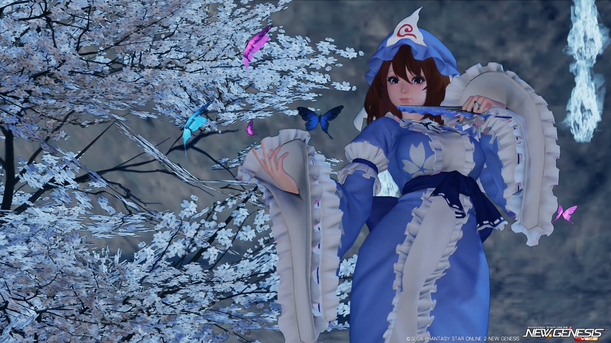 luka__DQX's tweet photo. NGS東方コラボ第二弾きたっ！
４人いたけど、八雲紫と西行寺幽々子の衣装セットGETしちゃった✨
新しいゆっくりマグも面白くていい感じ♪ https://t.co/uBXIIA8QaB