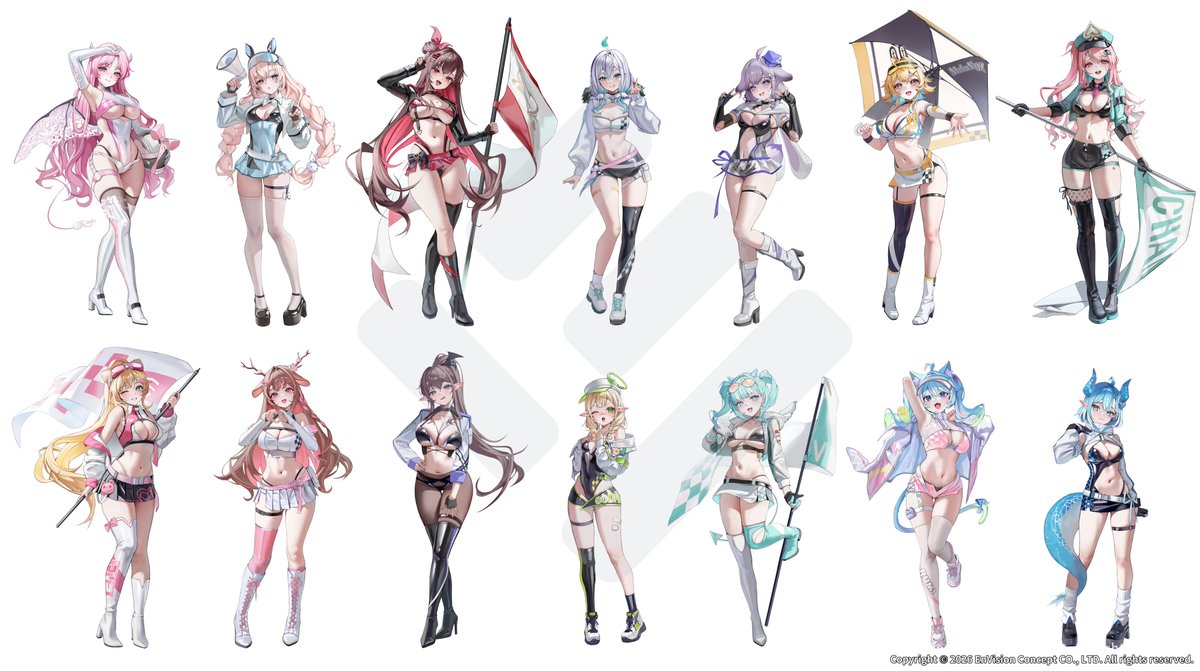 U_YuriS2's tweet photo. [Work]  
I designed and illustrated 14 characters for the EnVision FF47 Racing Project.

 It was an incredible experience bringing each character to life with their own unique charm. 

Huge thanks to EnVision for this amazing opportunity! 

If you're attending FF47, be sure to visit the EnVision booth! 🏁📷