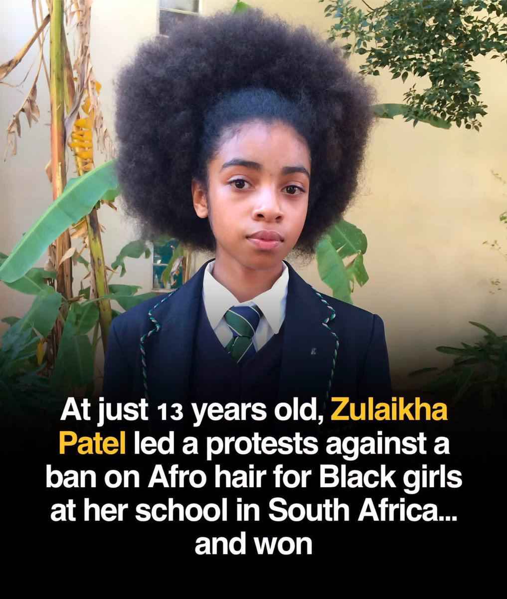 Joe__Bassey's tweet photo. This is lovely. At just 13 years old, she stood up to discriminatory school policies that treated natural African hair as "unacceptable." https://t.co/5Juc79G31S