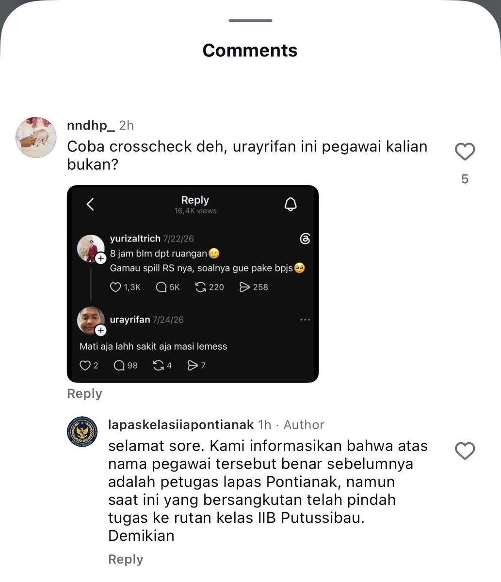 bgkiting's tweet photo. Pelaku Uray Rifan Sofyan pemilik akun urayrifan, diketahui merupakan seorang Pegawai Negeri Sipil (PNS) yang bertugas sebagai petugas penjaga tahanan di Rumah Tahanan Negara (Rutan) Kelas IIB Putussibau. https://t.co/emPKvtxhI3