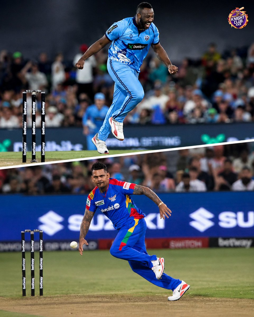 KnightClub_KKR's tweet photo. Official SA20 Retention Update ✅
Andre Russell has been retained by Pretoria Capitals, while Sunil Narine will continue with Durban Super Giants.
Two world-class all-rounders set to headline another exciting SA20 season.
Wishing both legends the very best. 💜🏏
#SAT20 https://t.co/zjQQwBLKh3