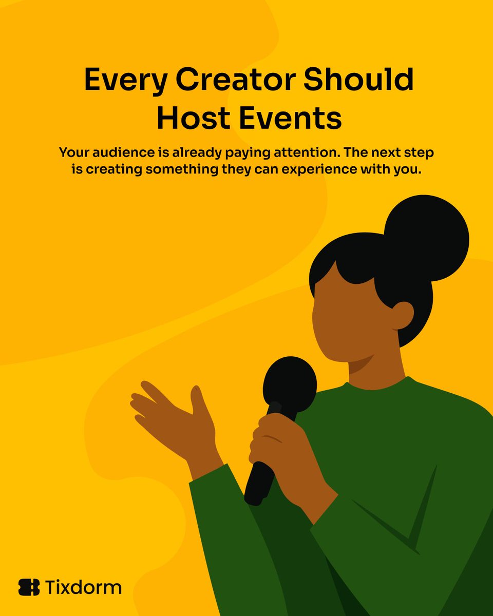 tixdorm's tweet photo. The biggest creators aren't just building audiences anymore.
They're building communities.

Content earns attention. Events create connection, trust, new revenue, sponsorship opportunities, and loyal fans.

If you've built an audience, maybe your next piece of content should be an event.