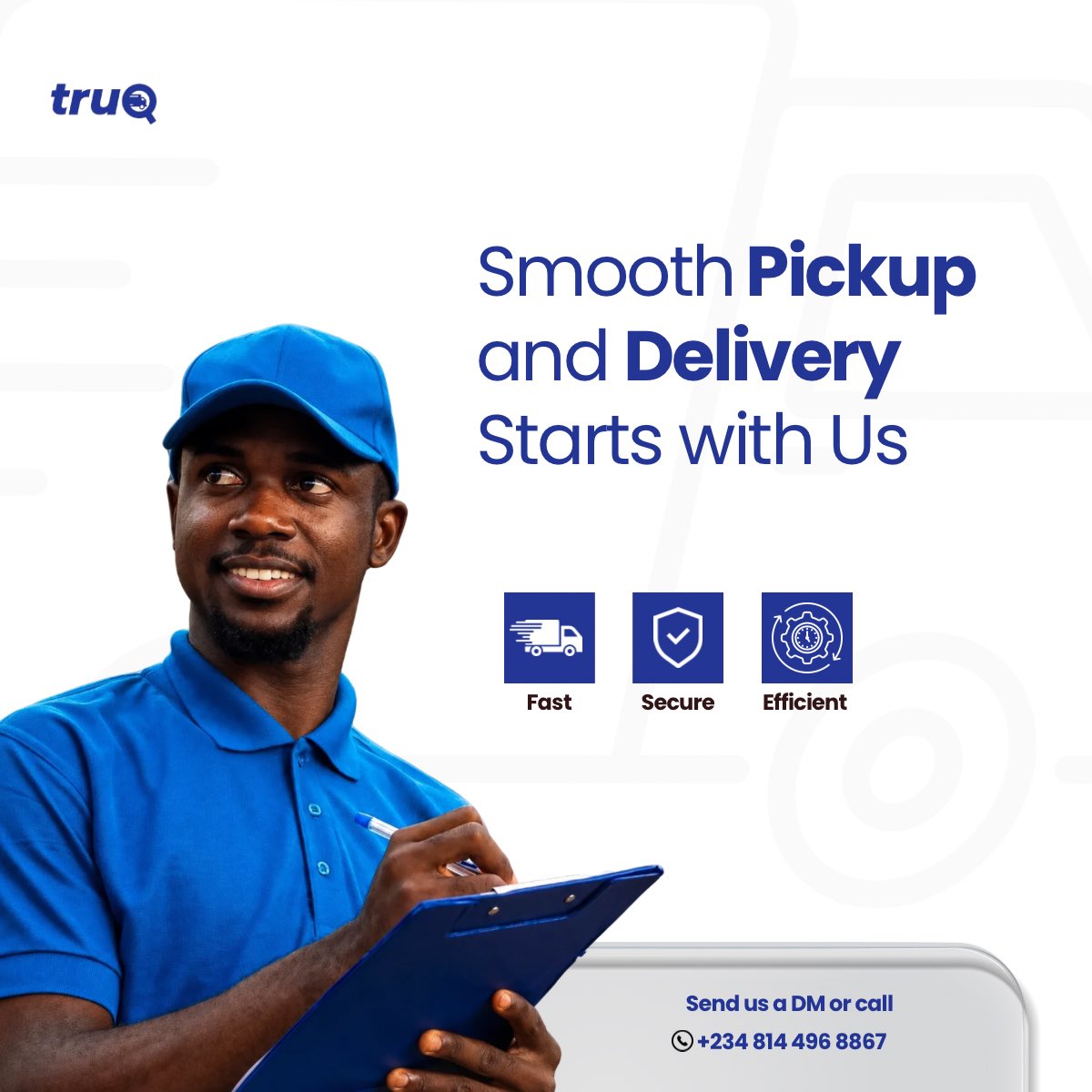 MytruQ's tweet photo. Smooth pickup. Seamless delivery. 

Fast. Secure. Efficient.

That’s the truQ promise.
DM us or call 08144968867 to book your next move. https://t.co/5vtZYmtVBR
