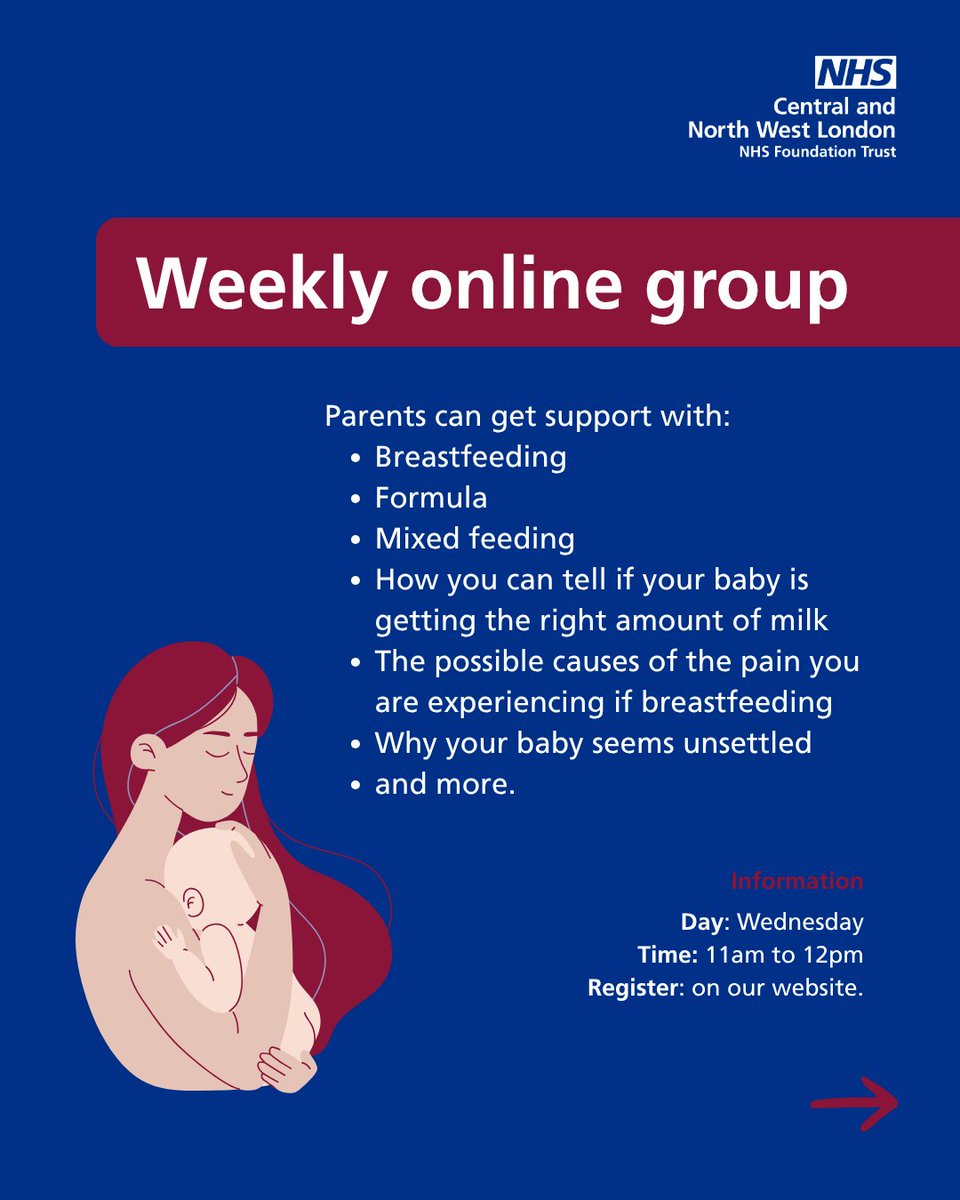 CNWLNHS's tweet photo. It's #BreastFeedingWeek this week. Need support?

CNWL's Camden Baby Feeding Team offers information and support for parents in Camden, including baby feeding drop-ins and an online group every Wednesday. 

More information can be found here ➡️ https://t.co/uU1mWNuqer https://t.co/dfk7pGxTDa