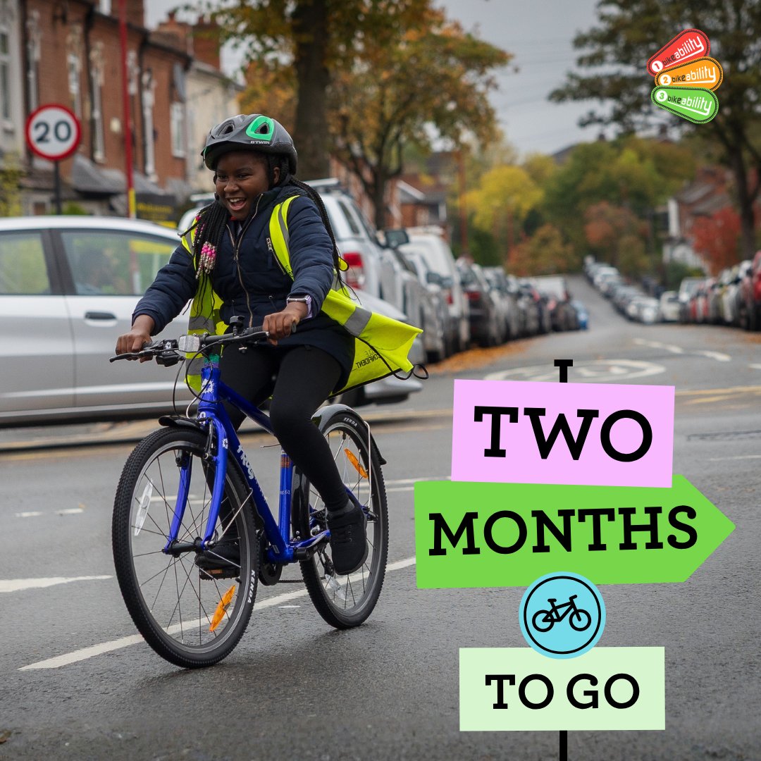 BikeabilityUK's tweet photo. 2 months to go until #CycleToSchoolWeek!

From 5-9 October, thousands of pupils &amp; families celebrate the benefits of cycling to school.

Now is the perfect time to switch gears, brush up on your Bikeability skills, and make your pledge.

Get involved: https://t.co/wQ4nbQGZAV 🚲🏫 https://t.co/tQfK9v3oN0