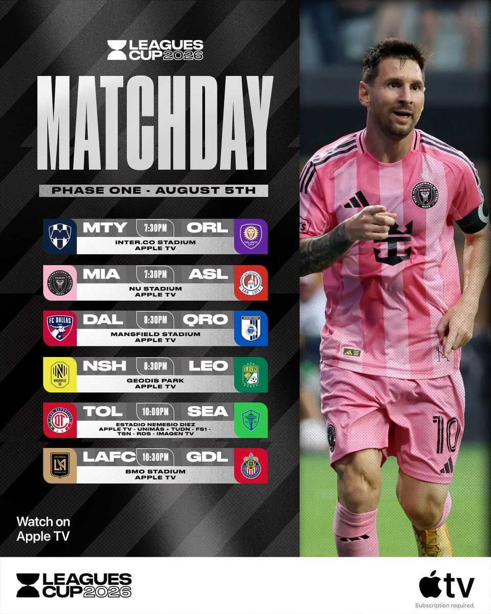 LeaguesCup's tweet photo. Day 1 of #LeaguesCup2026 delivered. Day 2 looks even better 😮‍💨🔥

Bring on the goals y míralos todos por Apple TV 👉 https://t.co/6cUheyLO4x

btw, all times are in ET 😉 https://t.co/WltwXQsSlY