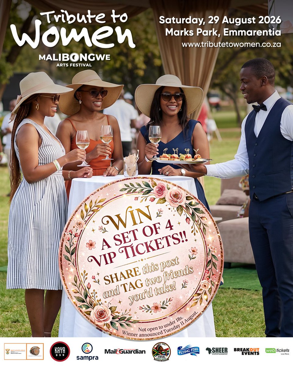 MalibongweFest's tweet photo. 🎟️ WIN 4 VIP TICKETS to #TributeToWomen2026

Tag 2 friends & RT this to enter for a chance to experience Msaki, Sjava, Mafikizolo & more live at Marks Park on 29 Aug! 🎤🔥

🗓️ Ends: 10 Aug
 🏆Winners: 11 Aug
 🔞18+
 📜T&Cs: https://t.co/NOI5k8ARQn

Good luck! ✨

In partnership with @KayaON959
Supported by @OfficialSAMPRA

#TributeToWomen #LoveTheBeatPayForPlay #ltbpfp @positivegp