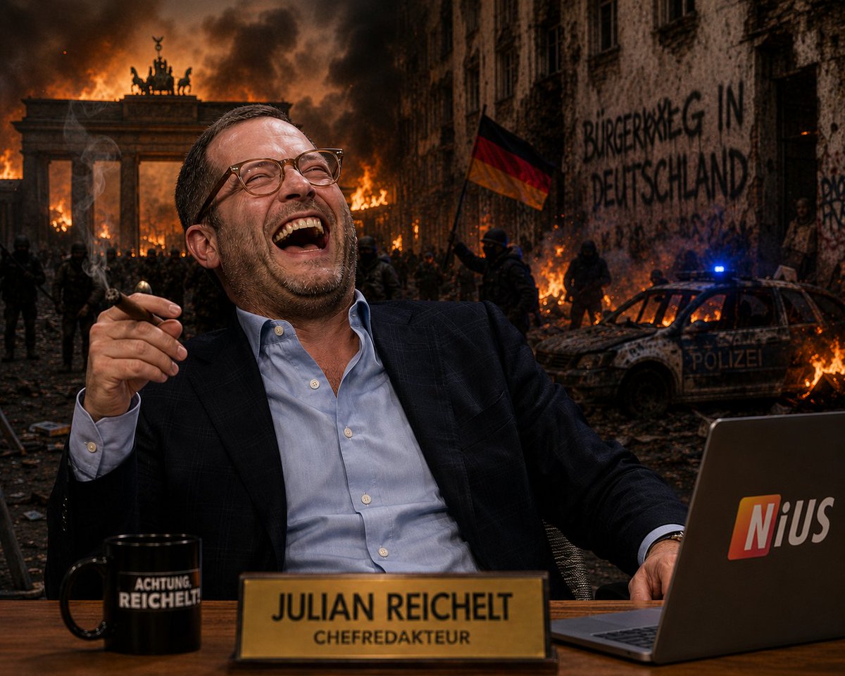 GGahnt's tweet photo. Koksnase Reichelts Kommunikationsmuster ist so offensichtlich: Er übernimmt zentrale Narrative der AfD. Er konstruiert einen Gegensatz zwischen "den Deutschen" und "den Nicht-Deutschen", reduziert komplexe Haushalts- und Sozialpolitik auf ethnische Kategorien und vermittelt den Eindruck, der Staat nehme "den Deutschen" systematisch etwas weg, um es Fremden zu geben. Genau dieses Freund-Feind-Schema gehört seit Jahren zum Kern der AfD-Kommunikation. Reichelt ist erst Happy, wenn Deutschland im Bürgerkrieg versinkt, den er mitbewirkt hat.