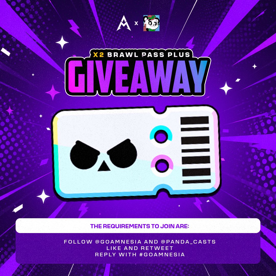 panda_casts's tweet photo. To celebrate Amnesia’s new roster acquisition, we’re giving away two Brawl Pass Plus to two lucky winners! 🔥

To enter:
• Follow @GoAmnesia and @panda_casts 
• Like and retweet
• Reply with #GoAmnesia and wish them luck!

Winners will be picked in 1 week from now. https://t.co/w0eSQKvcxg