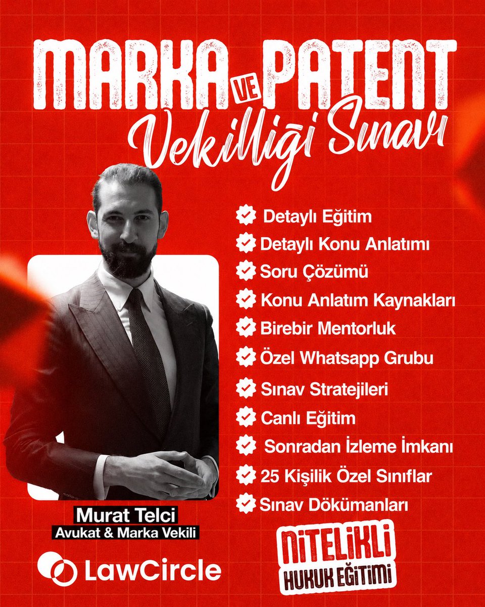 lawcircleco's tweet photo. Avukat &amp; Marka Vekili Murat Telci @avmurattelci ile gerçekleştirilecek Marka ve Patent Vekilliği sınavına hazırlık eğitimi için kayıtlar başladı. 

Kayıt ve detaylı bilgi için:

https://t.co/cbKHz7MLlW https://t.co/yBRrUnGn1J