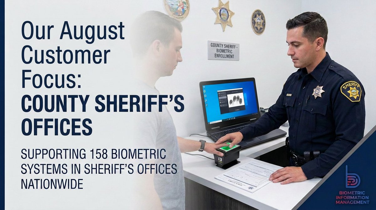 BIMohio's tweet photo. This August, BIM is highlighting the County Sheriff’s Offices we proudly support across the country.

Sheriff’s Offices are essential public-safety and community-service hubs, often managing everything from fingerprinting and background checks to corrections, licensing, and employment screening.

With 158 BIM live scan systems currently operating in Sheriff’s Offices, we understand the importance of solutions that support efficient workflows, dependable service, and the unique needs of each agency.

Throughout the month, we’ll be sharing helpful resources, customer-focused content, and practical tips designed specifically for Sheriff’s Office teams.

#CountySheriff #PublicSafety #Biometrics #Fingerprinting #LawEnforcementTechnology