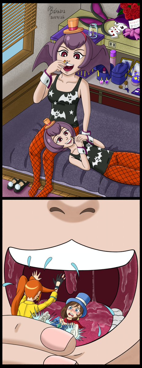 BarbGTS's tweet photo. Betty and Bonnie's little toys #giantess #Sizetwitter #AceAttorney Using their magic tricks, Betty and Bonnie shrank Athena, Trucy, Apollo, and Ema. Now, the twin sisters are going to have some perverse fun with the little ones 🤭🤭🤭 https://t.co/GTcRGHoWYy