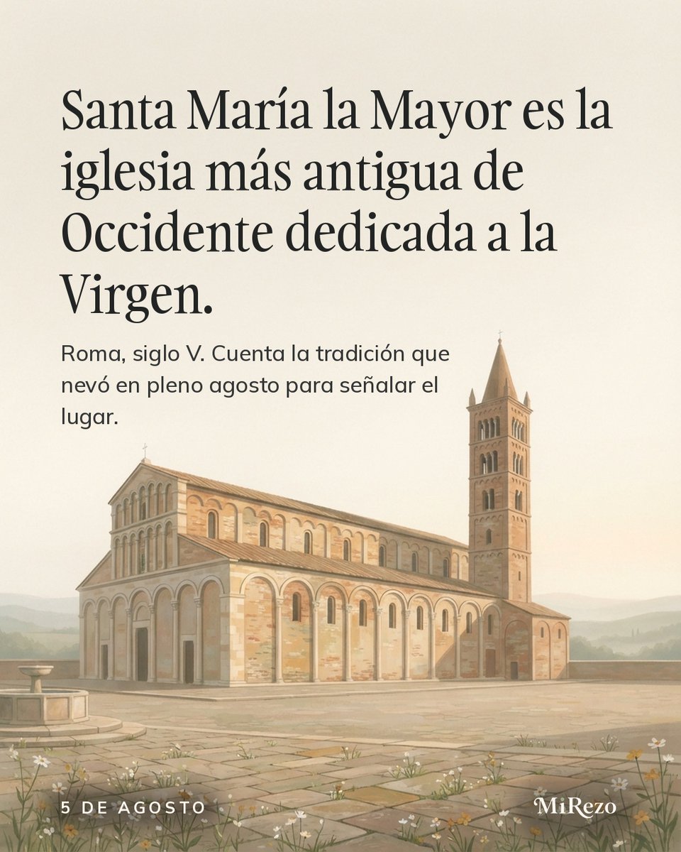 mirezoapp's tweet photo. 5 de agosto · Dedicación de Santa María la Mayor, en Roma. 🕊️

La iglesia más antigua de Occidente dedicada a la Virgen. Cuenta la tradición que nevó en pleno agosto para señalar el lugar.

https://t.co/W4Umf3BKBP https://t.co/L5bgGfqCrM