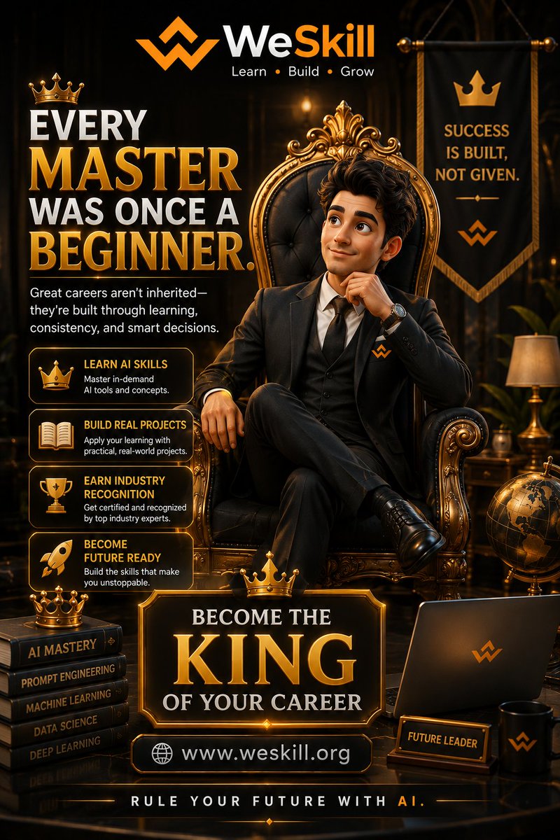 weskillorg's tweet photo. 👑 Every master was once a beginner.

What's one skill you want to master this year?

💬 Comment "LINK" and we'll send you the app link in your DM.

❤️ Like • 📌 Save • 🔄 Share 
#AI #LearnAI #ArtificialIntelligence #AICourse #AIEducation #FutureSkills #SkillDevelopment https://t.co/1vM8C6Sj27