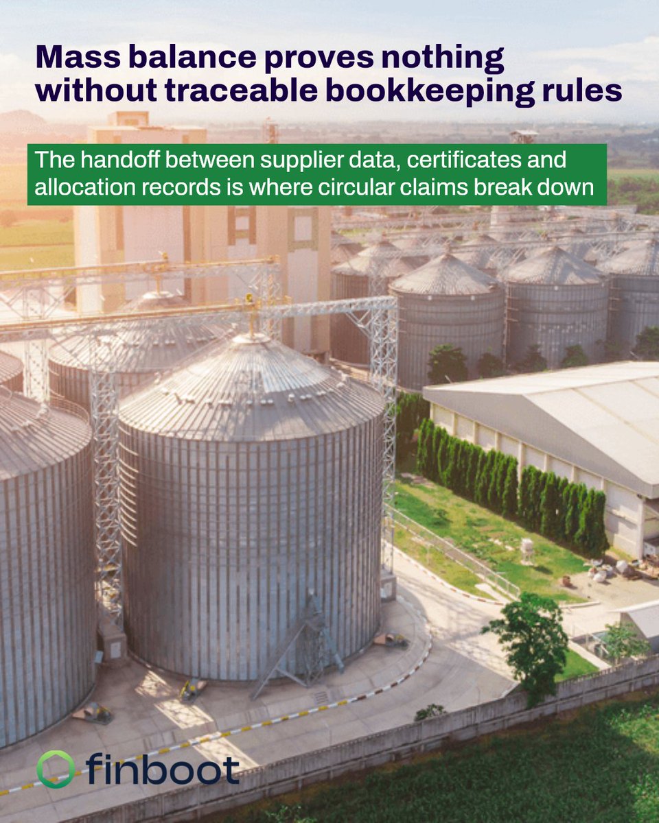 FinbootTech's tweet photo. Mass balance is only as credible as the records behind it.

If supplier data, certificates and allocation logs do not line up, the claim breaks at audit time.

Traceability is the evidence layer. Build that first.

https://t.co/P0Aa9tELQc https://t.co/E5h4ACqyRs