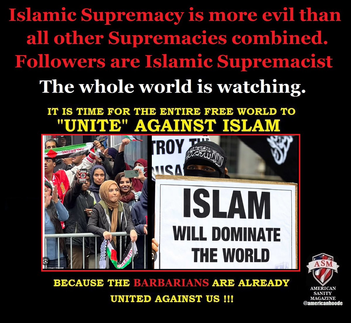 AmericanHoodE's tweet photo. @LauraLoomer A Jewish American would be crazy to vote for Democrats now. It will only get worse unless the Islamic supremacists are defeated, crushed. https://t.co/zgp9Q3wOtW