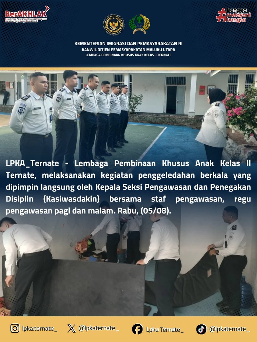 lpkaternate_'s tweet photo. DETEKSI DINI GANGGUAN KEAMANAN DAN KETERTIBAN LPKA TERNATE LAKSANAKAN PENGGELEDAHAN BERKALA

Baca Selengkapnya di:
https://t.co/v7nKfs6iNz https://t.co/gnK6SCtr9e